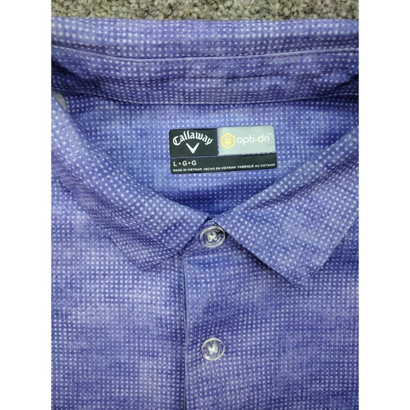 Callaway Polo Shirt Mens Size L Purple Striped Opti Dri Fit Golf Short Sleeve - Picture 6 of 11